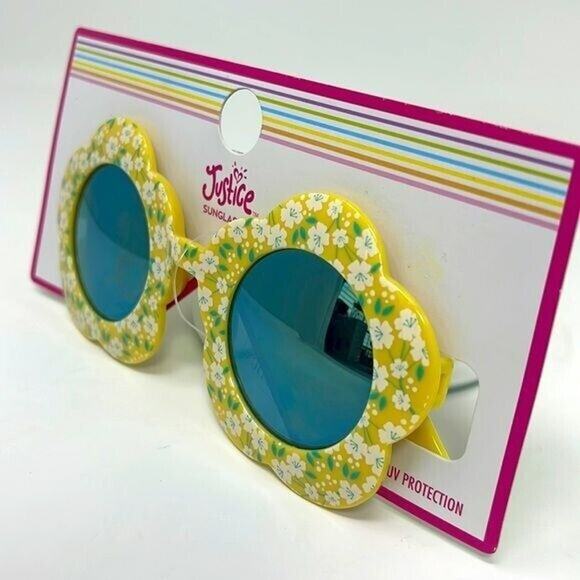 Justice Sunglasses Girls Yellow Flower Shape Mirrored 100% UV Protection NE9 - Picture 3 of 4